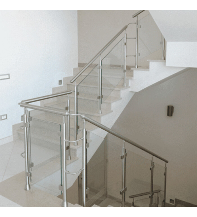 Cầu thang inox kính cường lực 