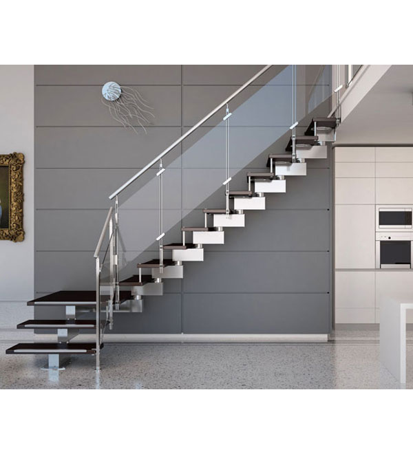 Cầu thang inox kính cường lực 