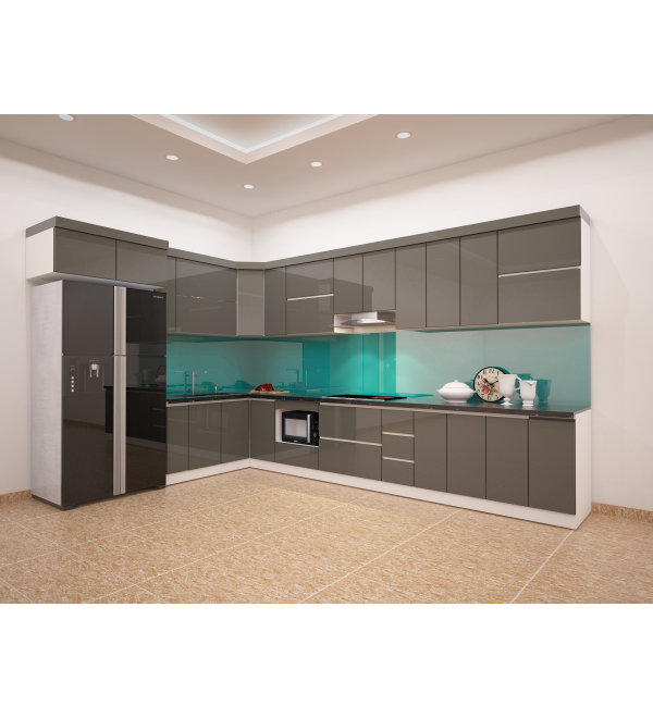 Mẫu tủ bếp inox cánh Acrylic