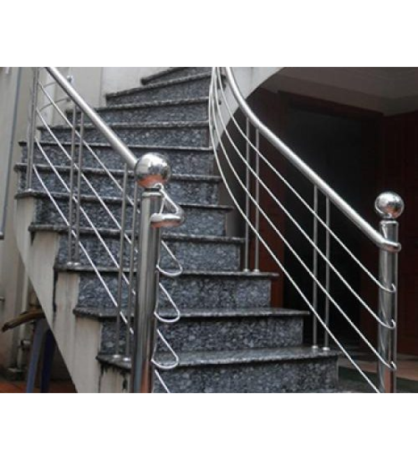 Cầu thang inox trụ tròn thanh tròn 