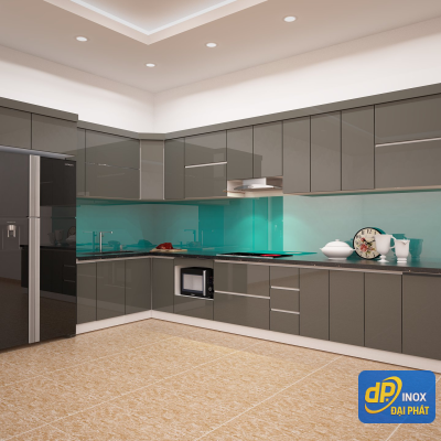 Mẫu tủ bếp inox cánh Acrylic